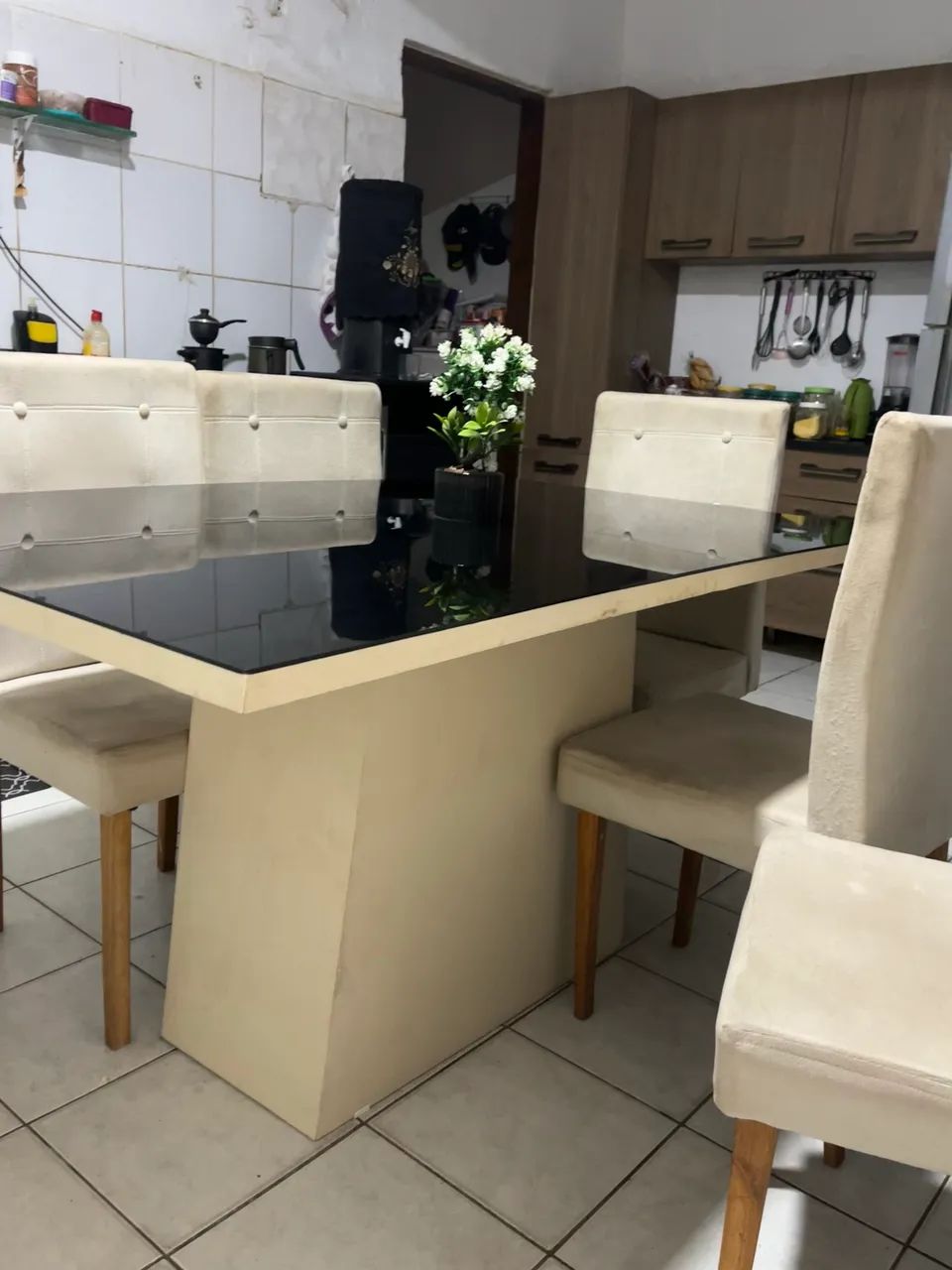 Mesa 6 cadeiras vidro