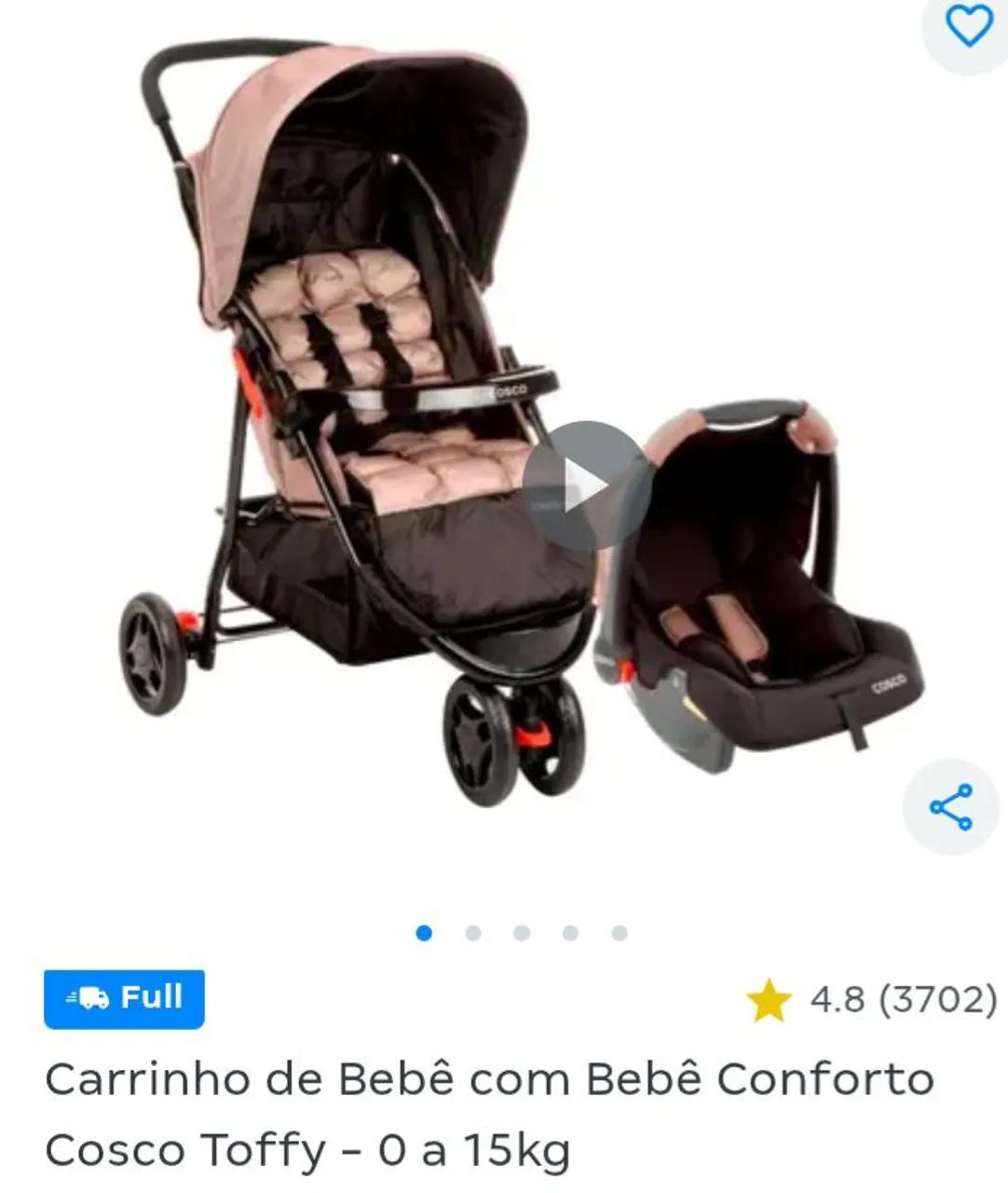 Carrinho de Bebe com Bebê Conforto