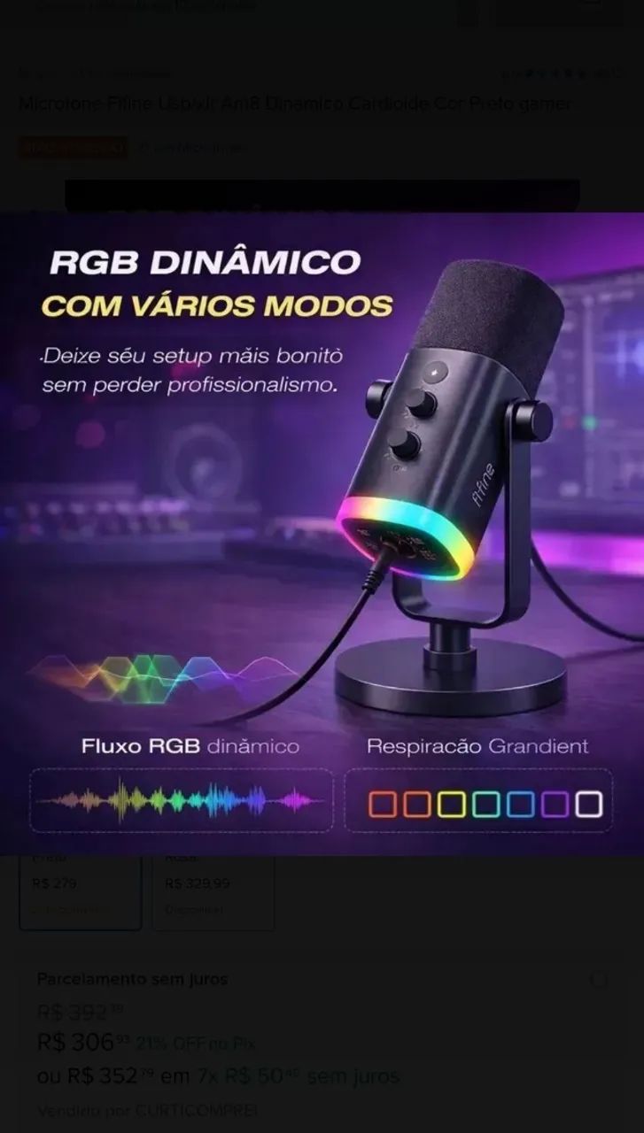 Fifine AM8 USB/XLR Dynamic Cardioid Microphone, Black Color, for Gamers