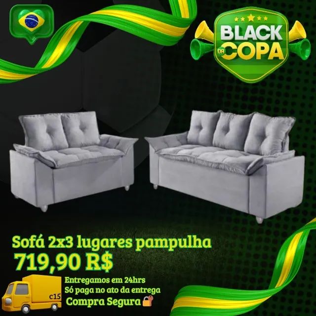 Sofá 2x3 lugares (Pague na entrega)
