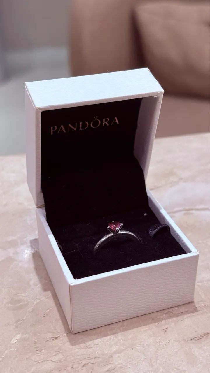 Anel Pandora Original Prata 925 com Pedra Rosa + Caixa