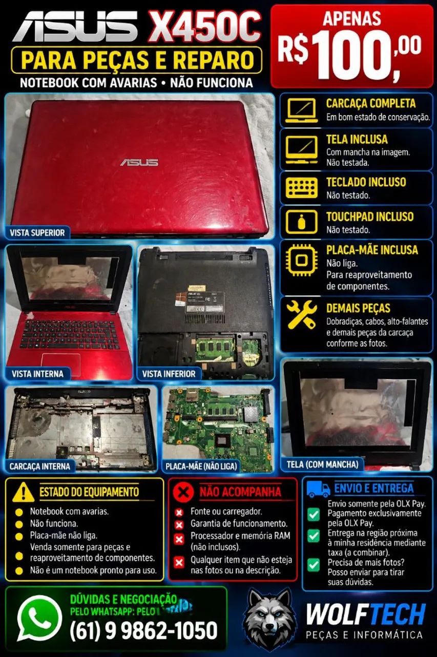 Carcaça Asus X450C