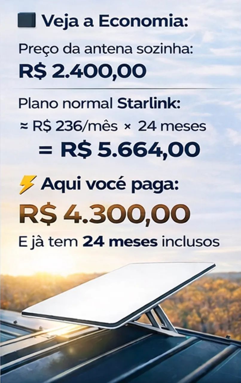 Starlink V4 Internet Satélite Wi-fi 6 Alta Velocidade + 24 meses de Internet - Foto 3
