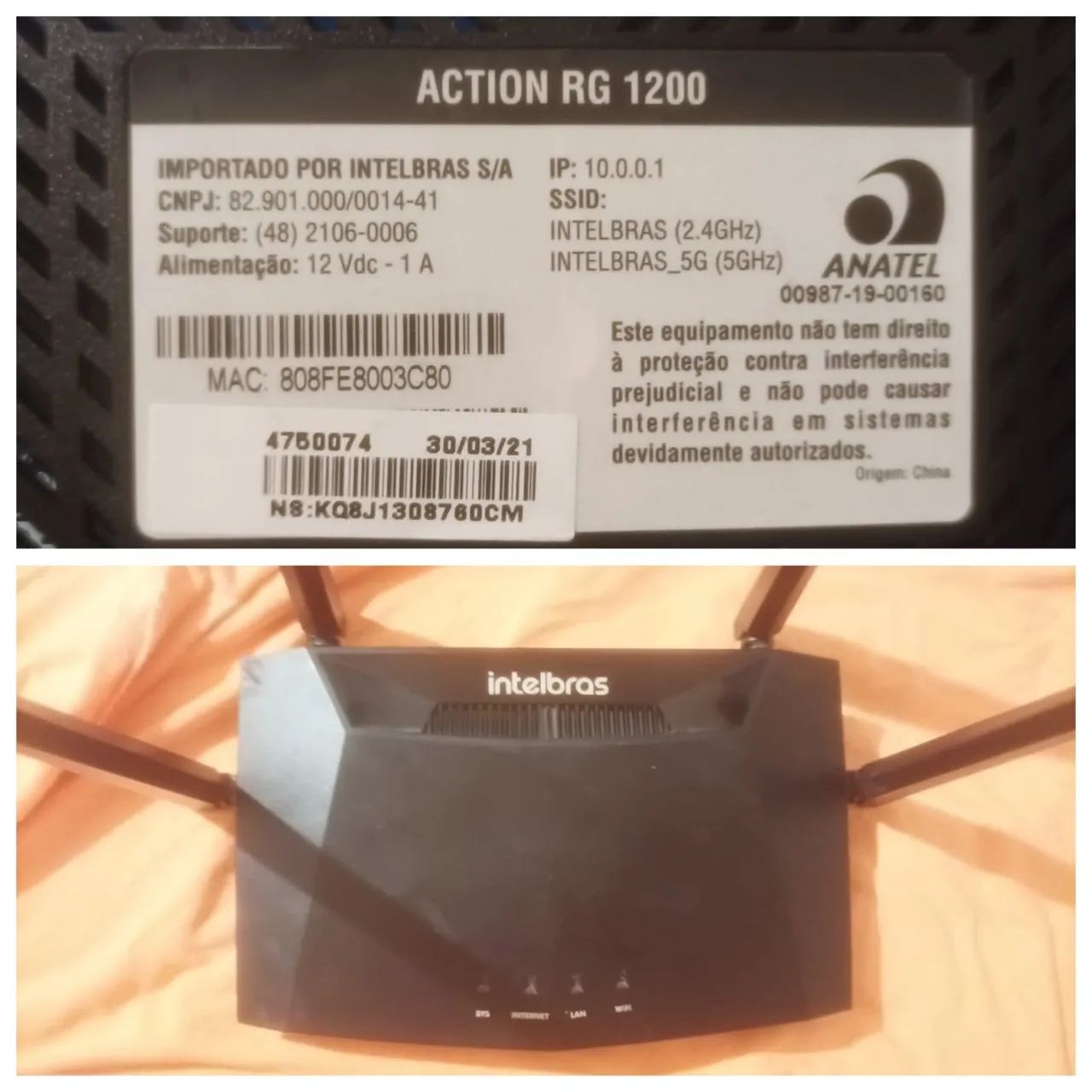Roteador Intelbras action rg 1200 gigabit