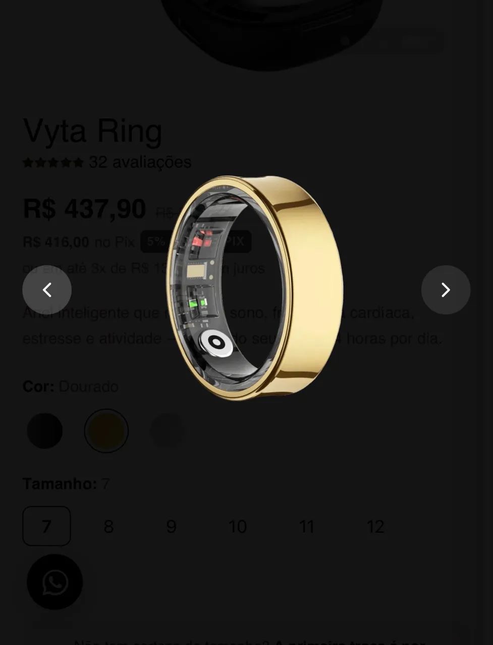 Vitta Ring dourado tamanho 7