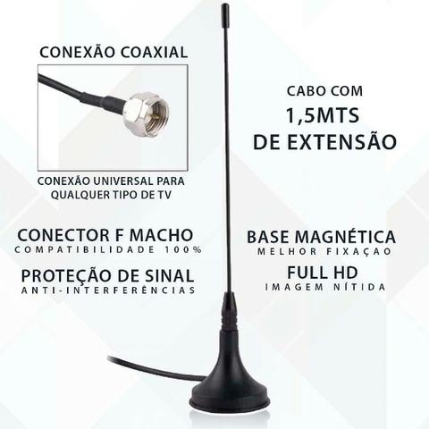 Antena Tv Digital Interna Cabo 1,5m P/ Sintonizar Tv Digital