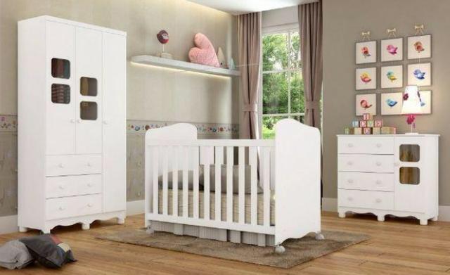 Frete Grátis* Quarto de Bebê Armário, Cômoda e Berço - Uli *NOVO