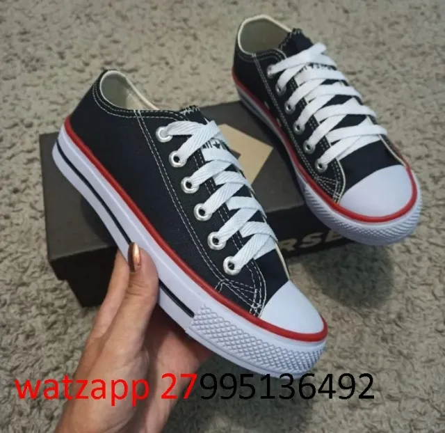 Tênis Converse All Star Preto lona Feminino e Masculino sola baixa