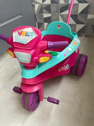 Triciclo Infantil Bandeirante Velobaby com Buzina Rosa
