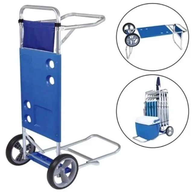 Carrinho De Praia Vira Mesa Avanço Cooler Cadeiras Guardas Sol Caixa Termica Mor - Foto 5