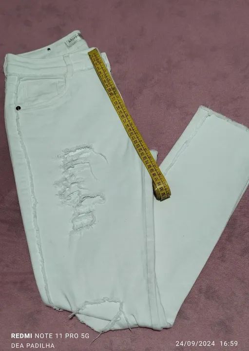 Calça Skinny  Branca Destroyed Morena Rosa  - Foto 4