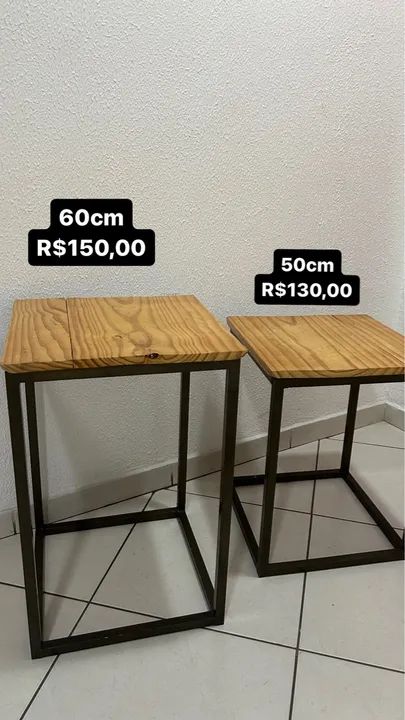 Banqueta Metalon e madeira 