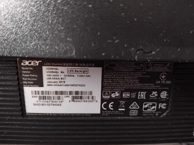 Monitor 19,5" LED Inclinação 25º ACER V206HQL VGA/VESA Estado de Novo! - Foto 2