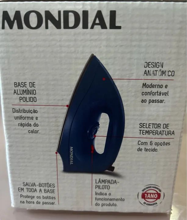 Ferro de Passar a Seco Mondial FSN-55-BL - Novo - Foto 2