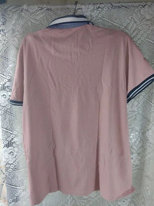 Camisa Polo Masculina Rosa - Foto 4