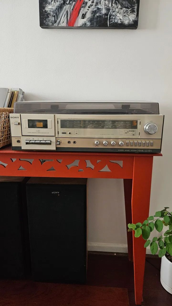 Aparelho de som toca discos vintage Sony HMK 323BS com caixas de som - Foto 2