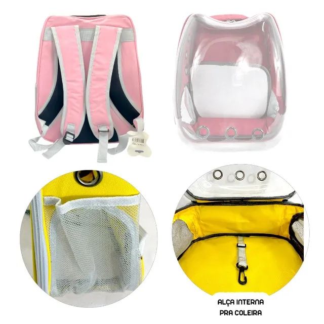 Mochila Pet Mochila Transporte Cão e gato Transparente Produto Novo Envio por Correios - Foto 4
