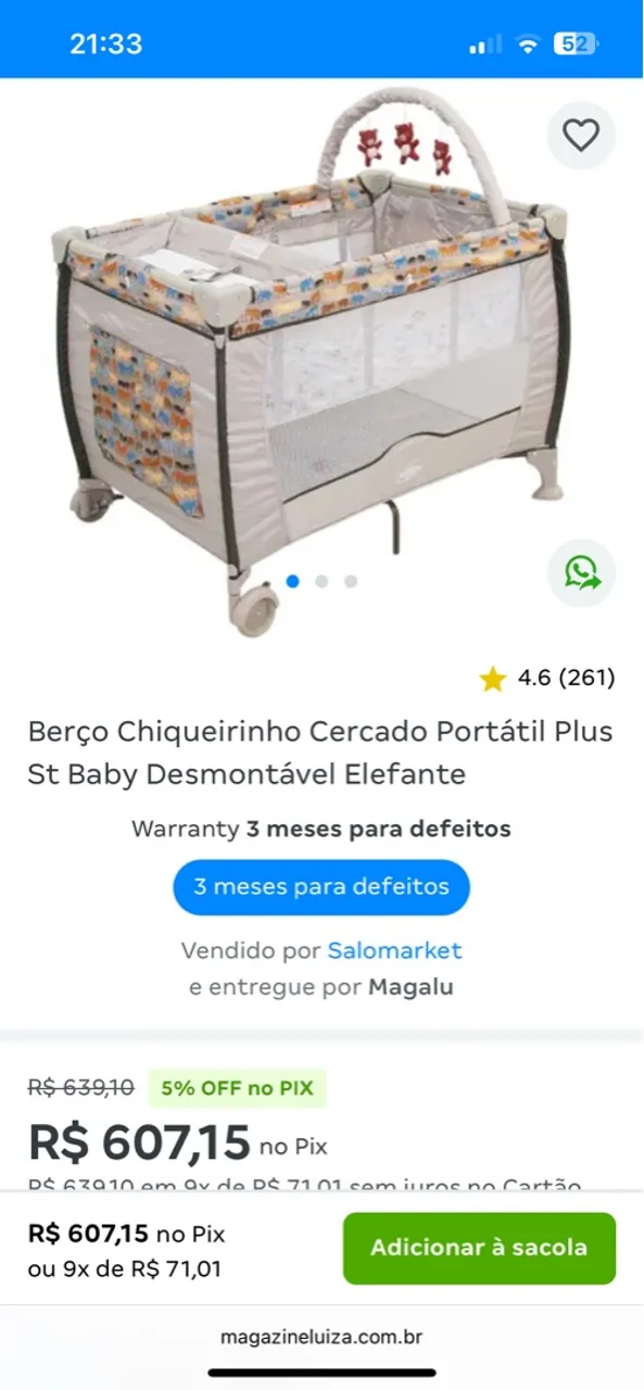 Berço Chiqueirinho Cercado Portátil St Baby Elefante