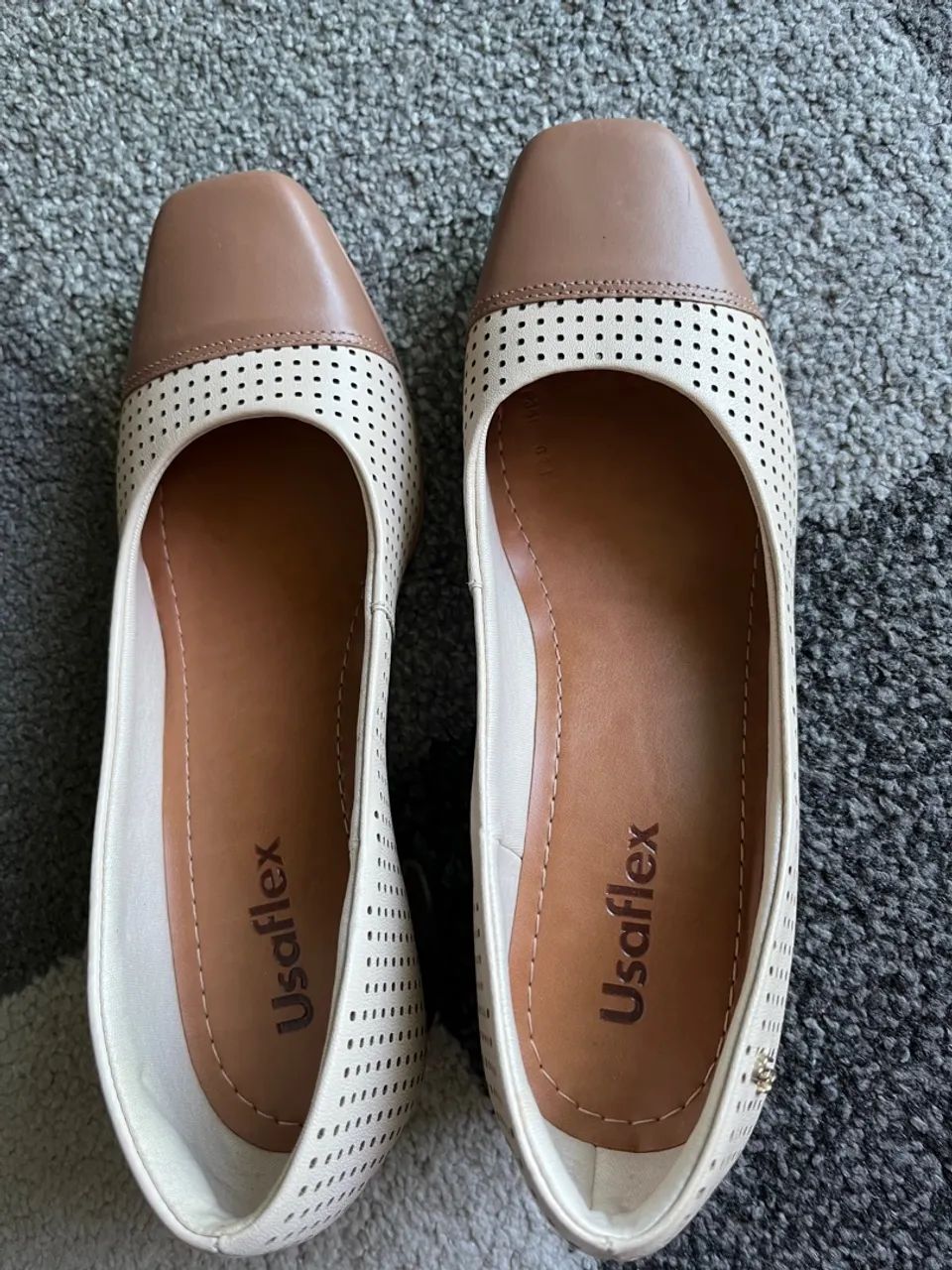Scarpin Usaflex Bege e Marrom