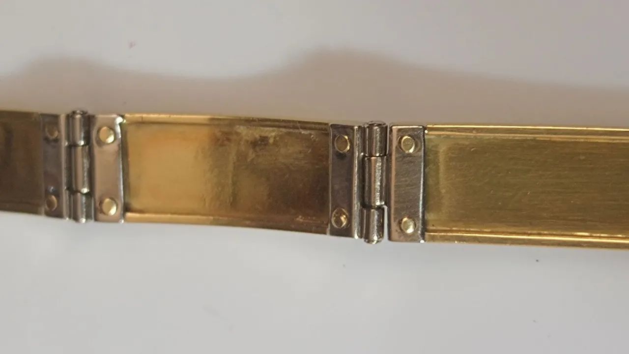 Pulseira de Ouro modelo retangular com divisão ouro branco  - Foto 5