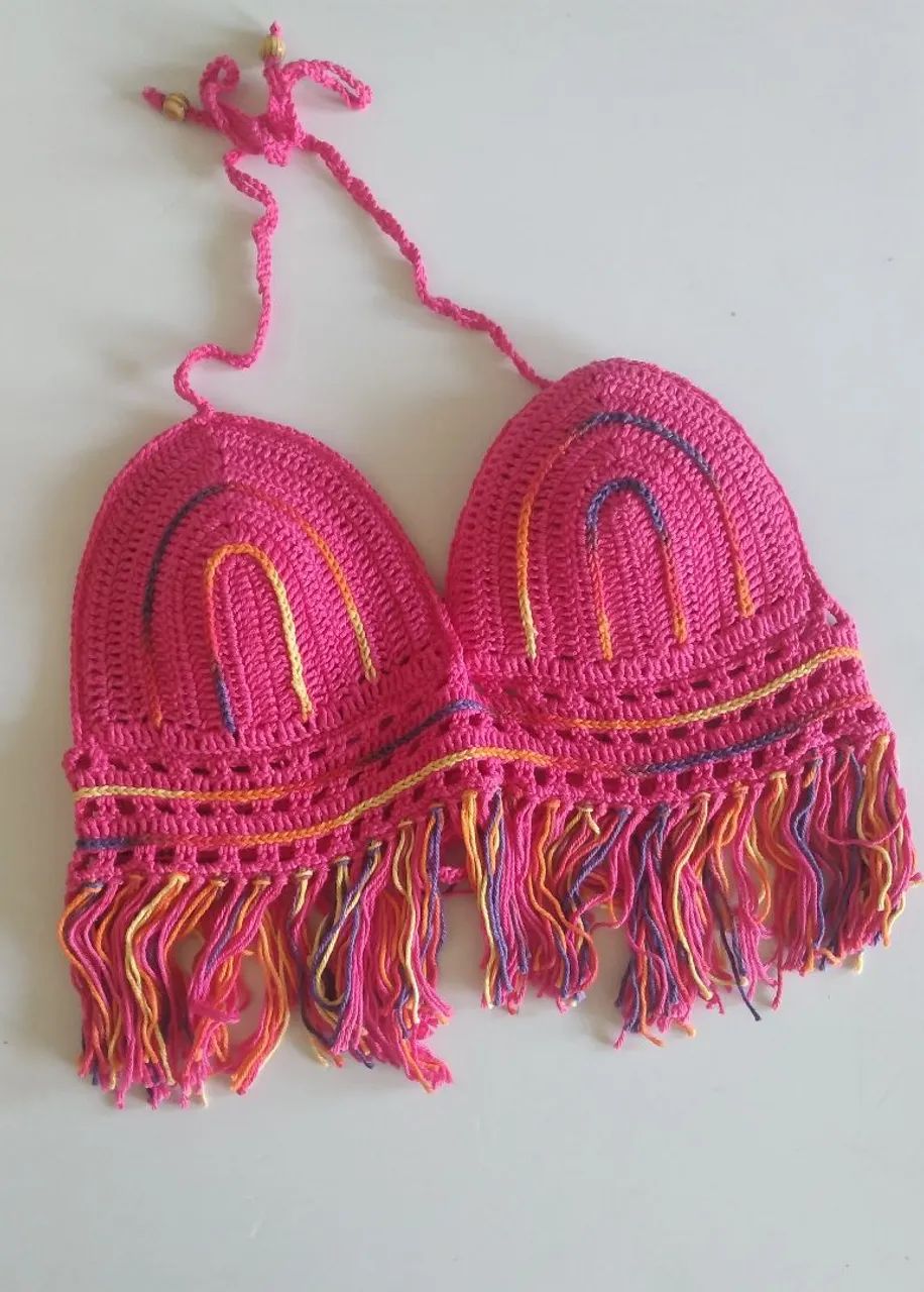 Croped Crochê com Franjas - Artesanal - Foto 2