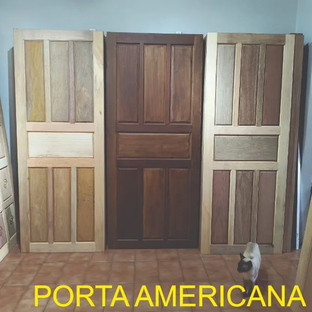 PORTA AMERICANA DE MADEIRA MACIÇA MISTA A PRONTA ENTREGA