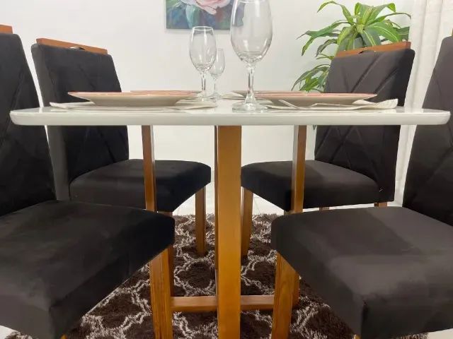Mesa de Jantar 90x90cm Com 4 Cadeiras - Foto 2