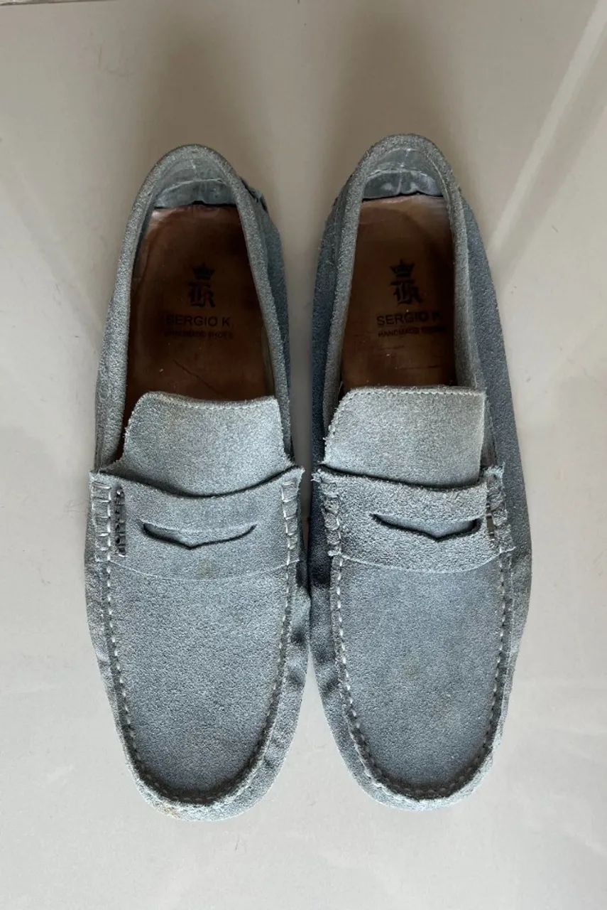 Sapato Mocassim de Camurça Azul Sérgio (Original) Calçados