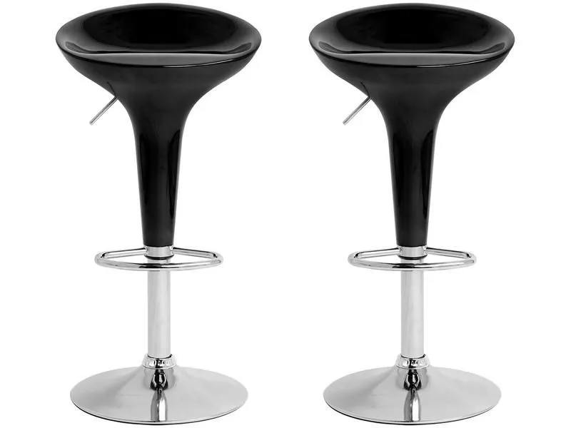 Conjunto de 2 Banquetas Giratórias Pretas - Design Moderno