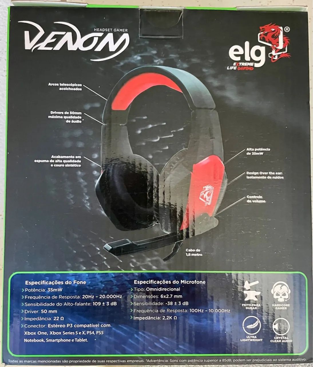 Headset gamer Venon Elg com fio - Foto 3