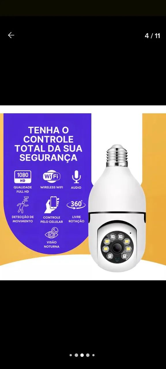 Câmera de Segurança HD Wi-Fi 360º Visão Noturna