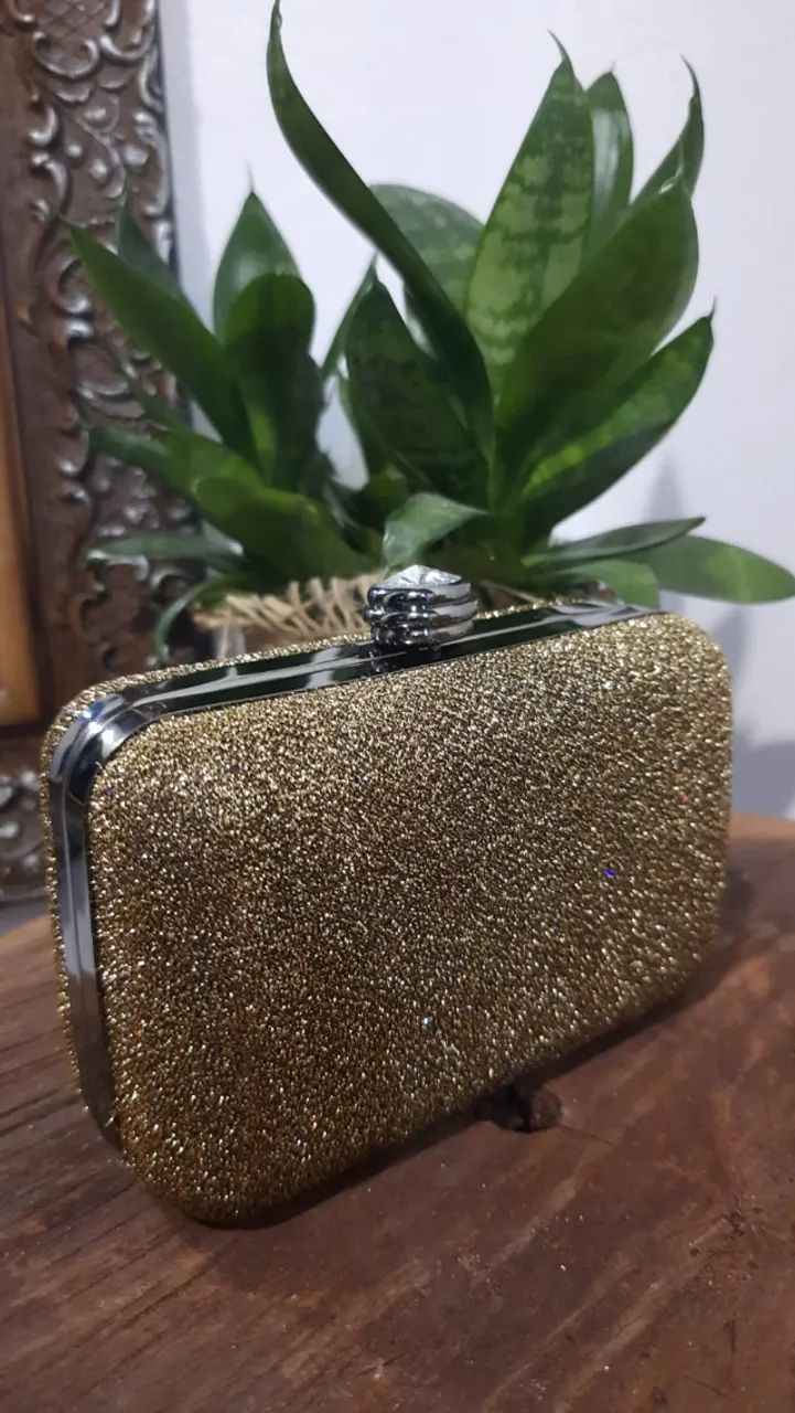 Bolsa de Festa Dourada com Glitter