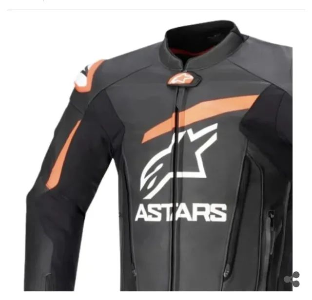  Jaqueta de couro Alpinestars GP PLUS V4 Preto/vermelho/ branco 3G