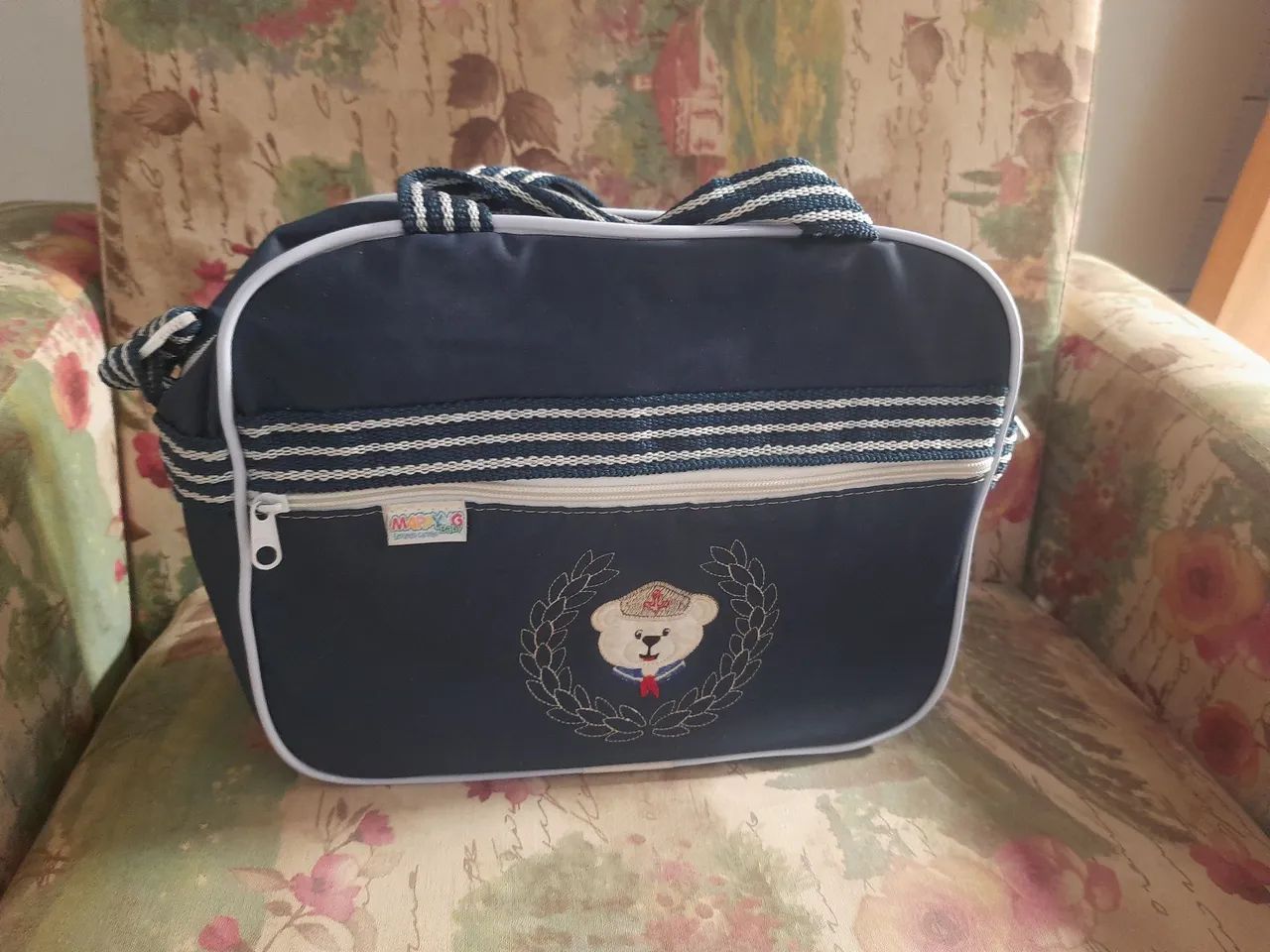 Kit de Malas de Bebê-Azul Marinho e Bordado Ursinho - Foto 3