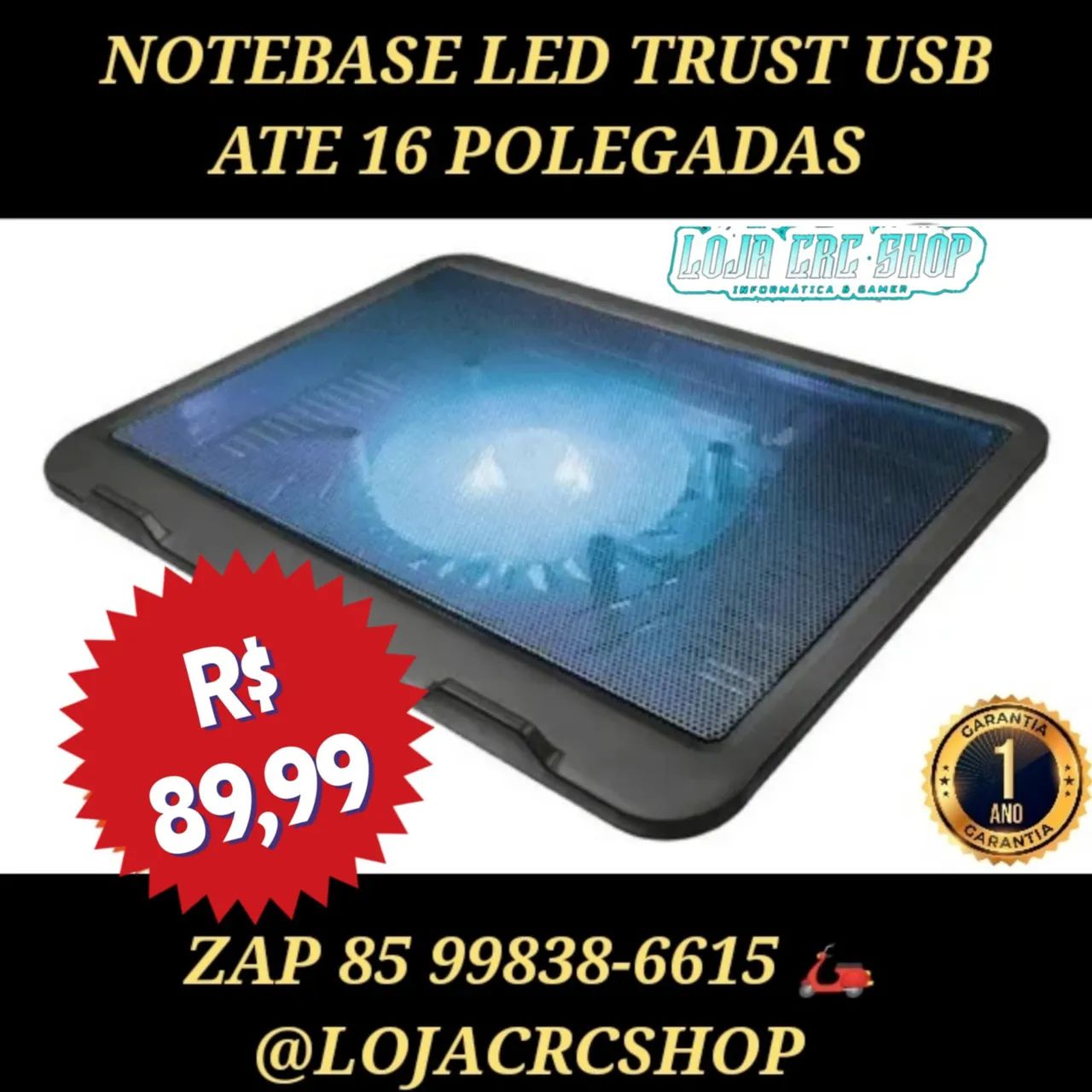 Cooler para Notebook LED Trust USB até 16 Polegadas
