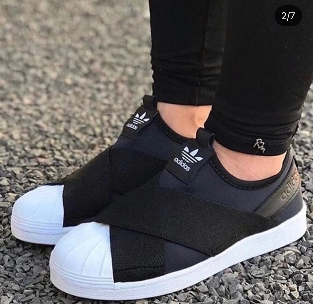 Marca Adidas Tenis Adidas Preto Feminino Superstar Slip Tênis