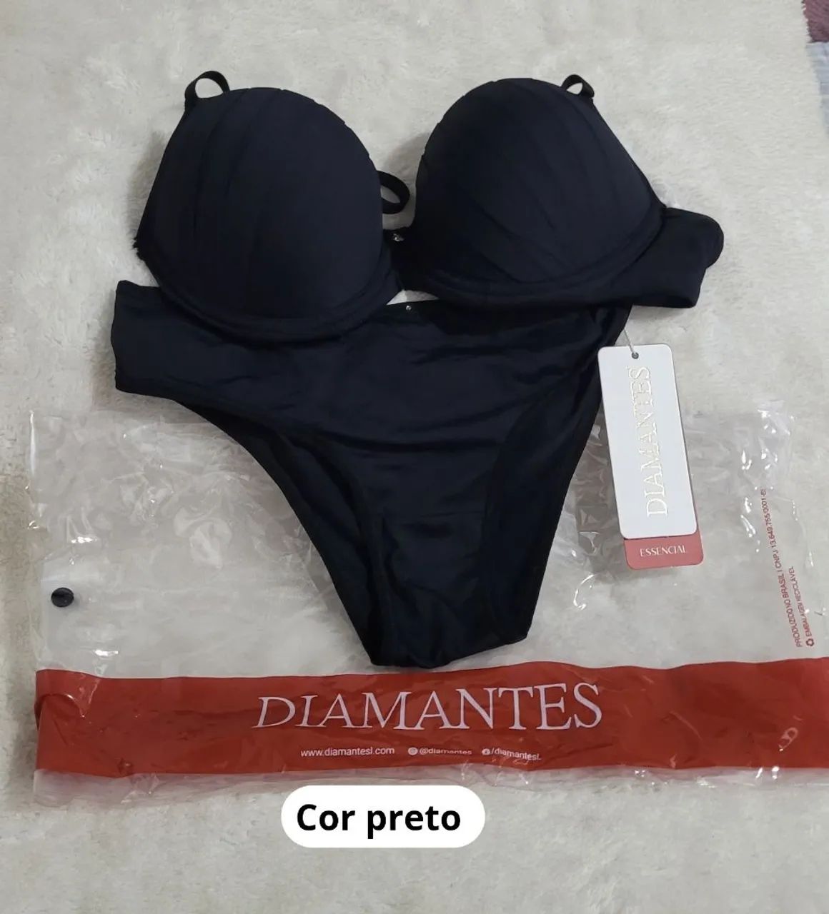 Conjunto Lingerie Diamantes - Preto e Chocolate - Foto 3
