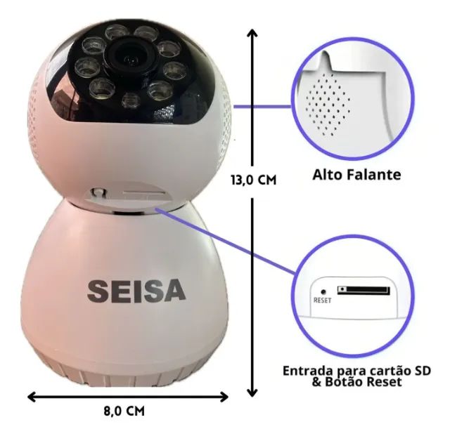 Câmera Wi-fi Interna 1080p Rotativa  360° Cor Branco Fácil Instalação - Foto 4