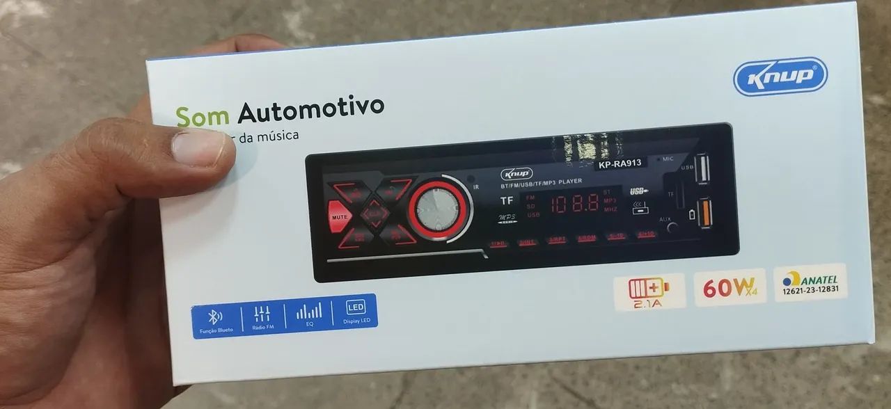 Som Automotivo Bluetooth, USB E Leitor Knup RA913<br> - Foto 3