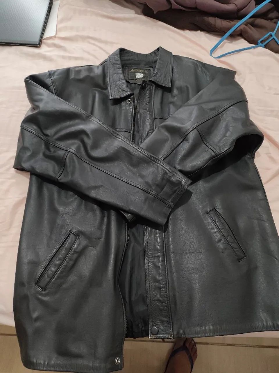 sobretudo couro legítimo preto g - Foto 3