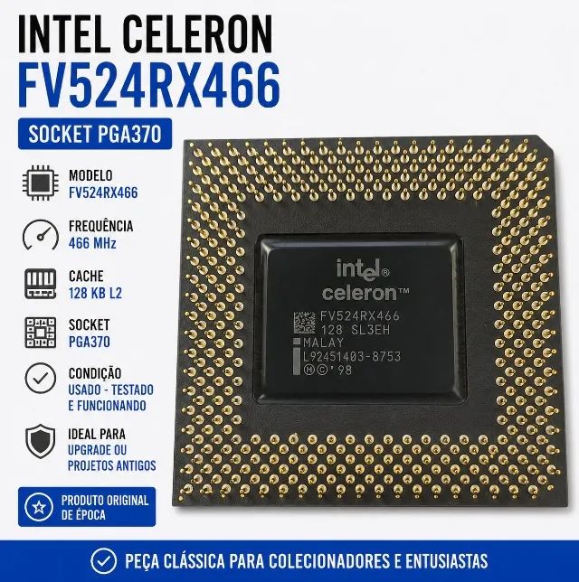 Processador Intel Celeron FV524RX466 Socket PGA370