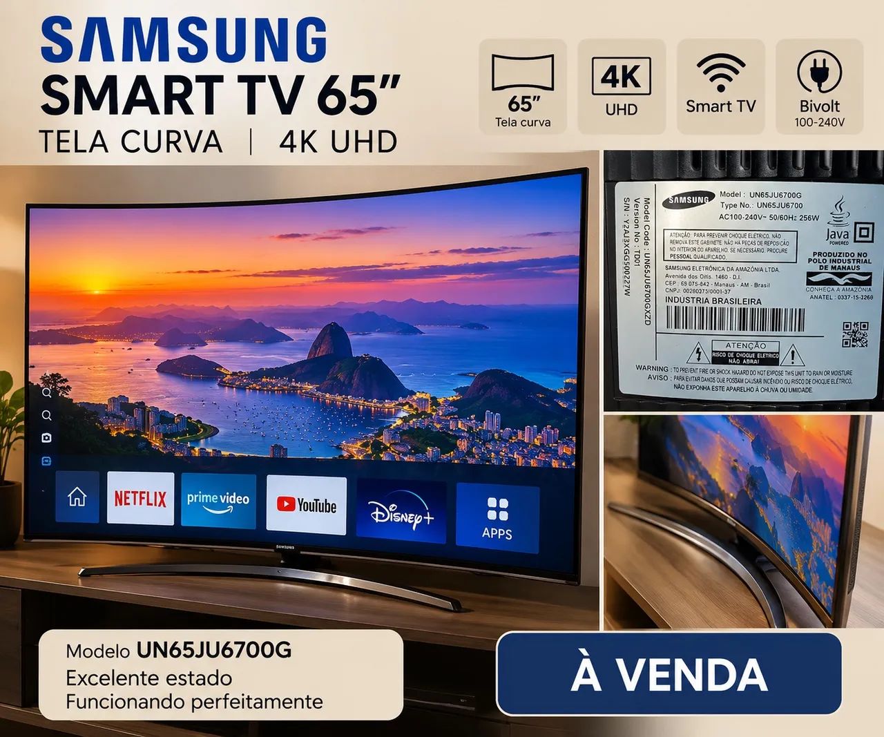 Smart TV Samsung 65? Curva 4K UHD  - Foto 3