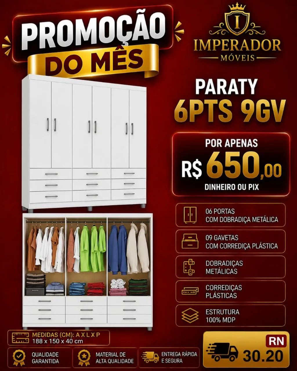 Roupeiro Paraty 6Pt