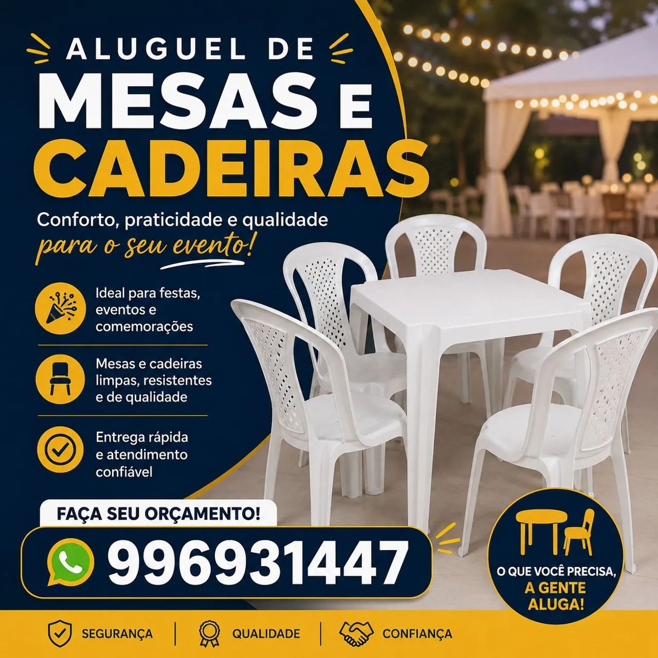 Aluguel de mesas e cadeiras 