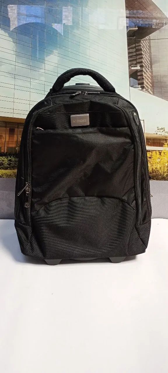 mochila executiva bndes com rodinhas preta