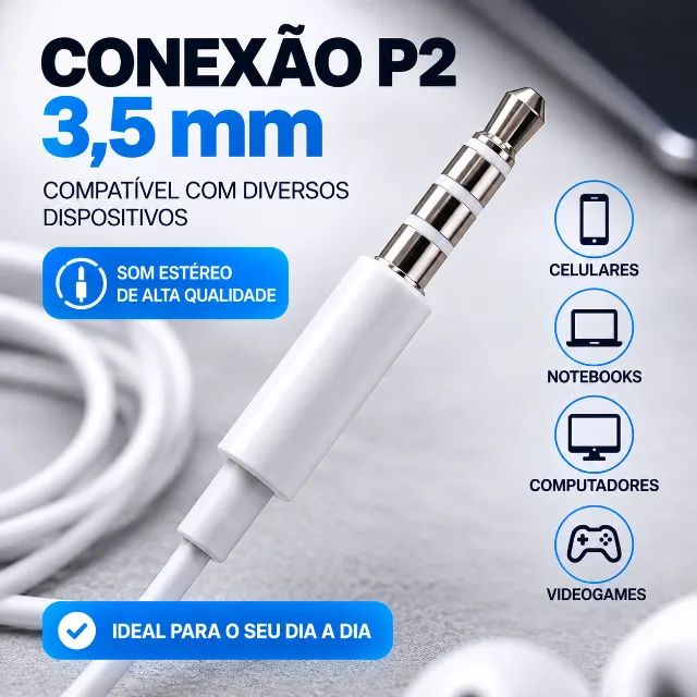 Fone de Ouvido P2 com Microfone + Controle e Estojo - Foto 4