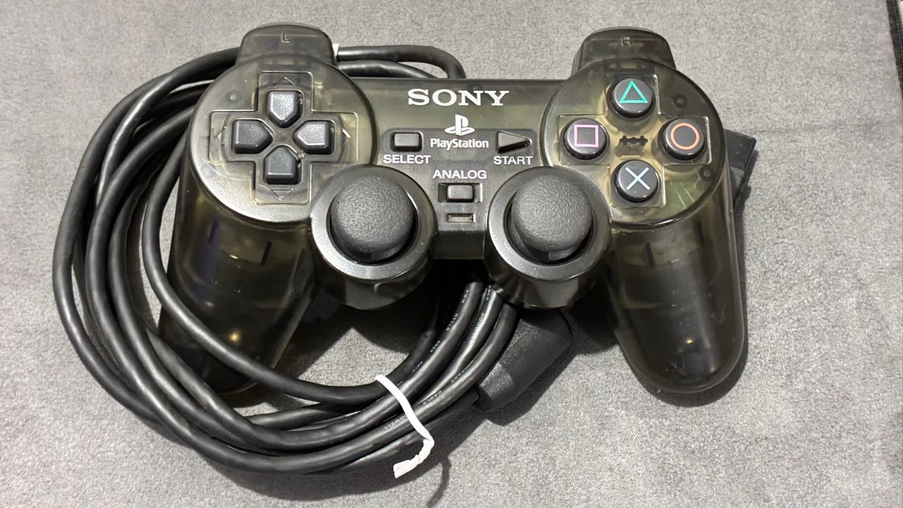 Controle PS2 Original - Preto Transparente 