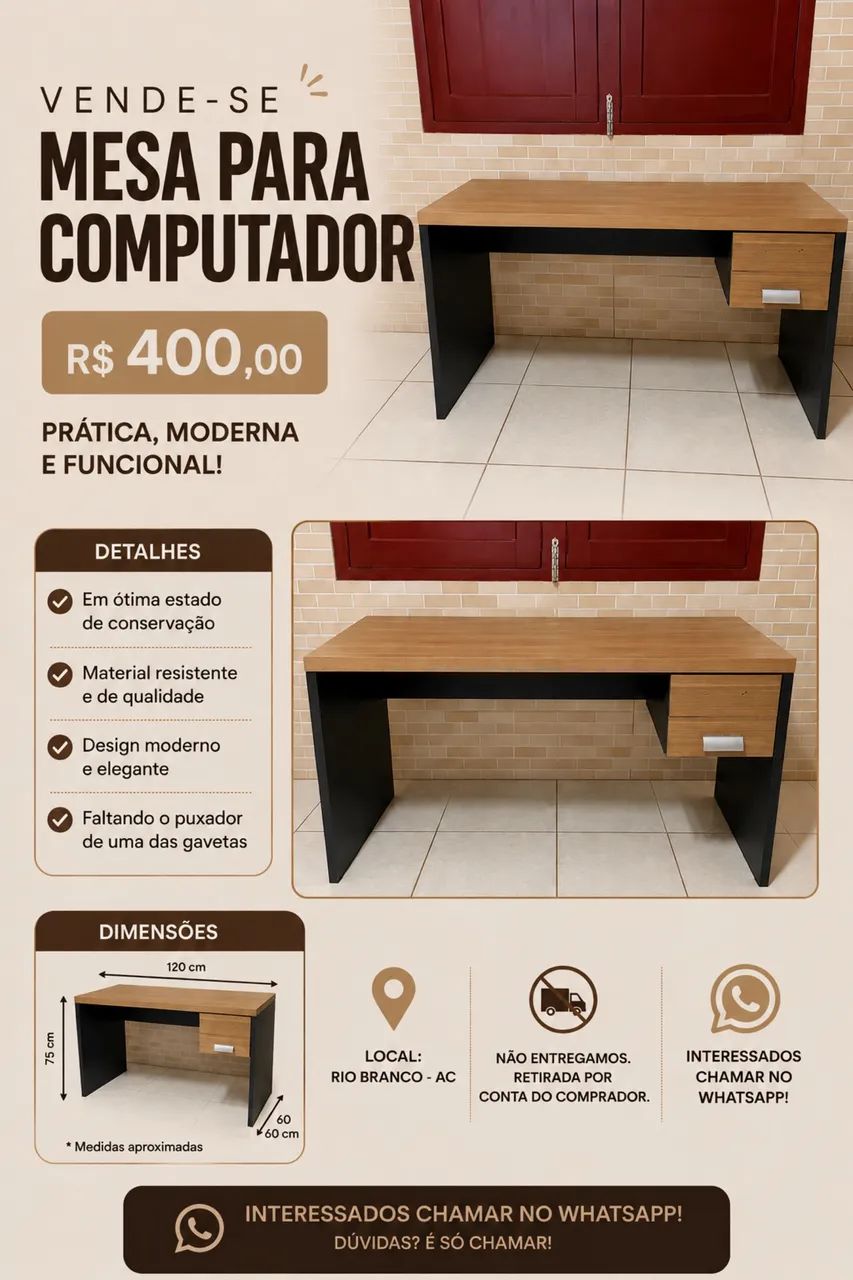 Vendo Mesa de Computador Seminova 