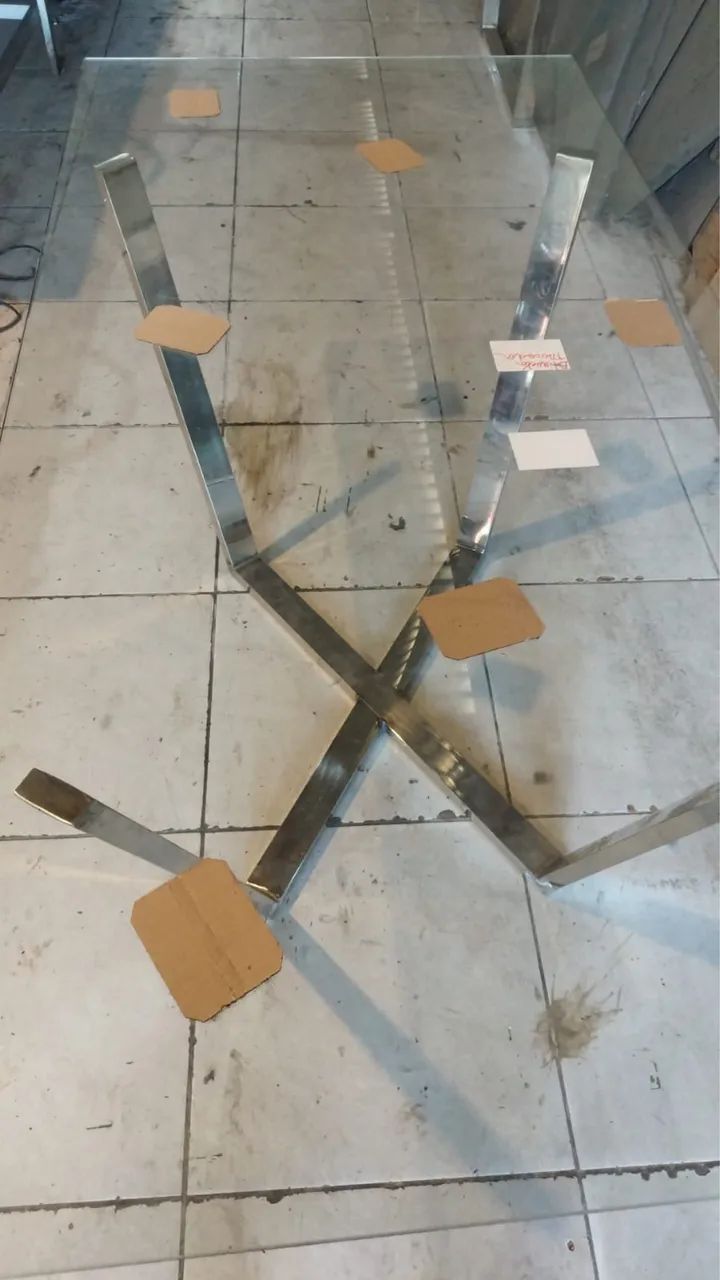 MESA EM AÇO INOX E VIDRO TEMPERADO - Foto 2