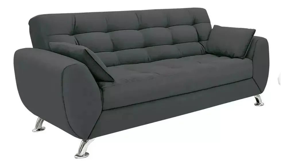 Sofá 3 Lugares Larissa Suede Cinza - Modern - Foto 3
